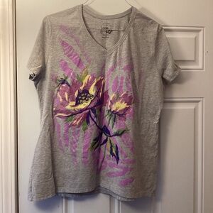 Women’s Hanes JMS Just My Size Flower Sparkly Short Sleeve Tee Shirt 1X